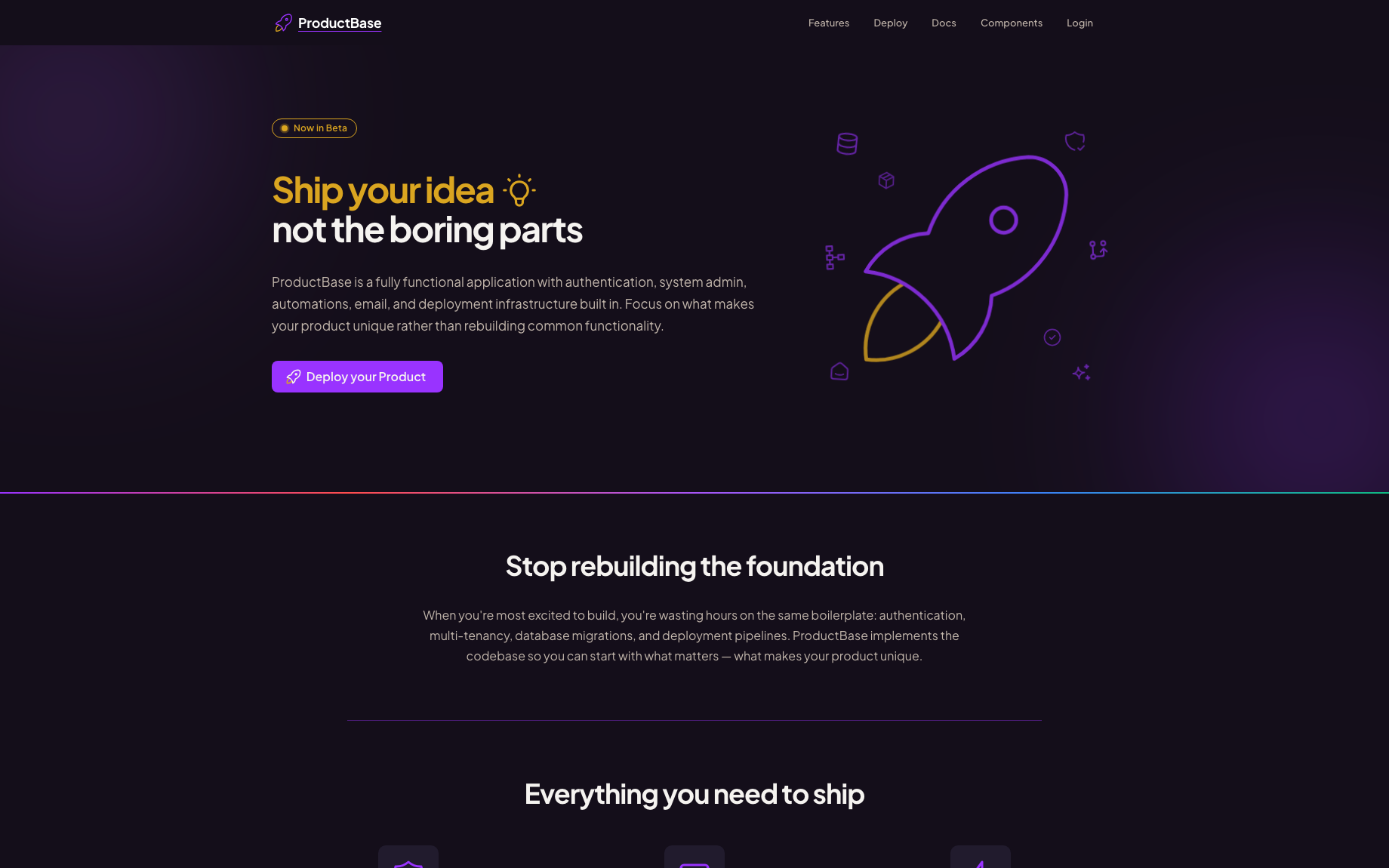 ProductBase landing page